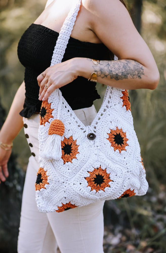 Crochet Sunflower Tote Sunflower Bag - Main Image