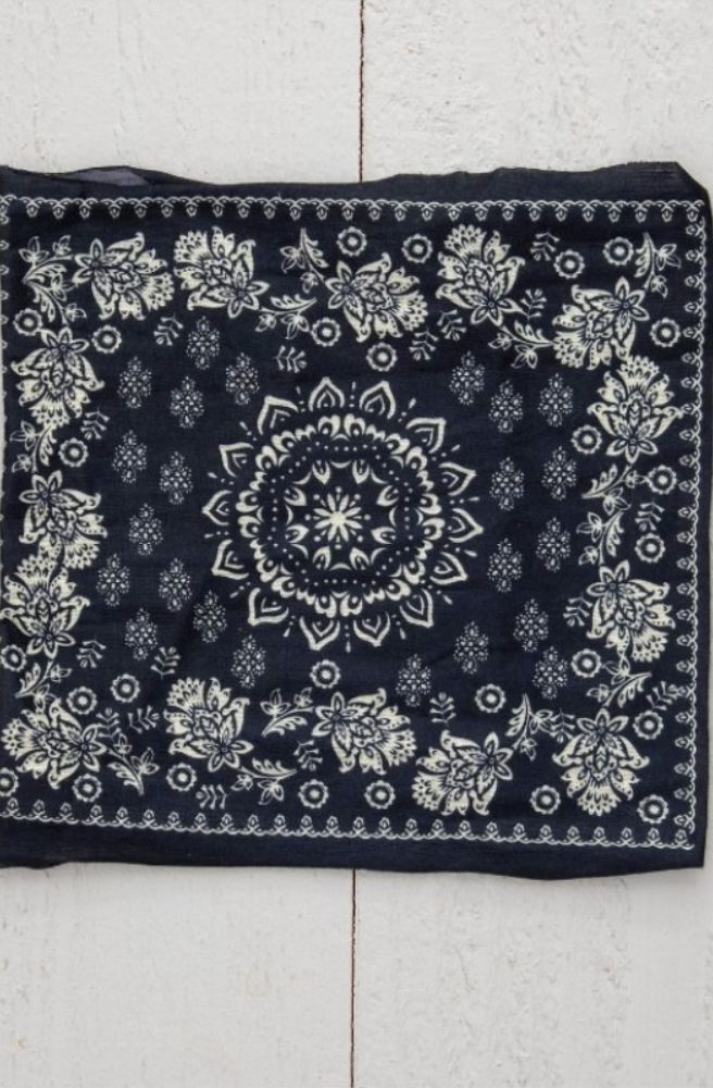 versatile boho bandeau headband black and cream mandala print