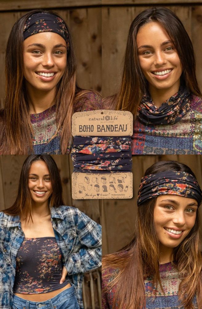 Boho Bandeau Black Red Bouquets, Versatile Wear it Many Ways