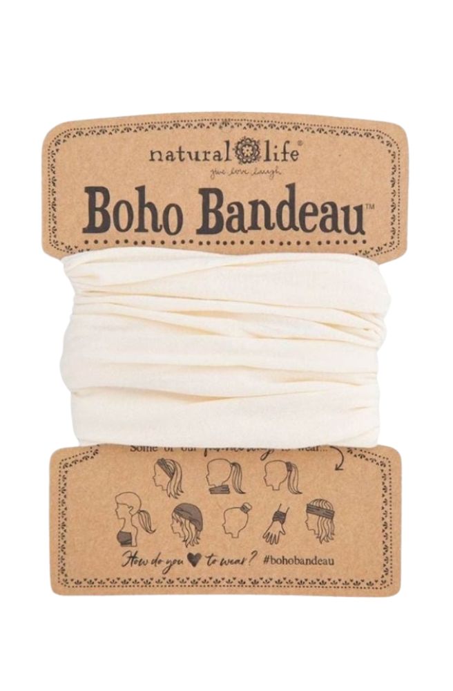 Boho Bandeau Solid Cream, Stretch Knit Headband