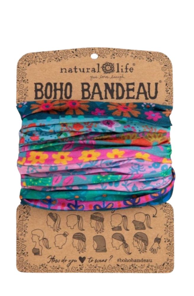 Boho Bandeau Blue/ Pink Borders