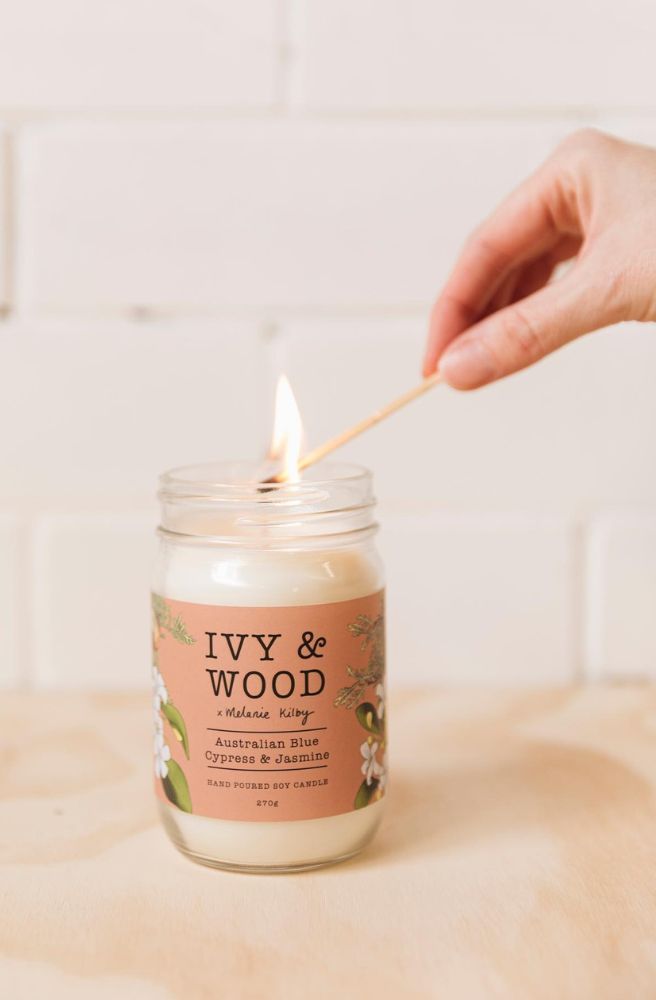 Australian Blue Cypress & Jasmine Candle, Hand Poured Soy Candles