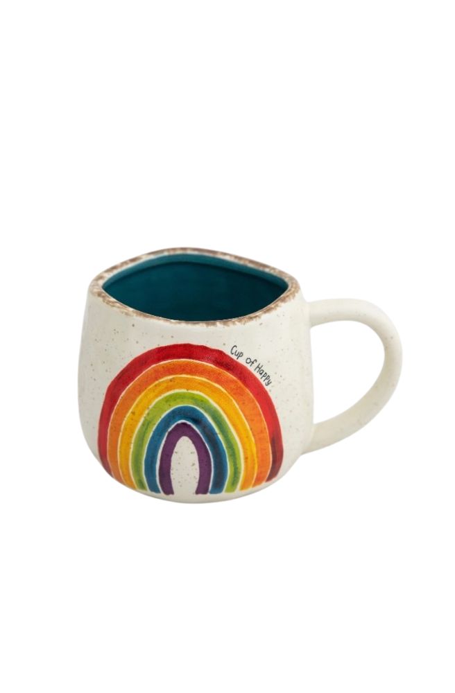 Artisan Rainbow Happy Mug, Boho Homewares
