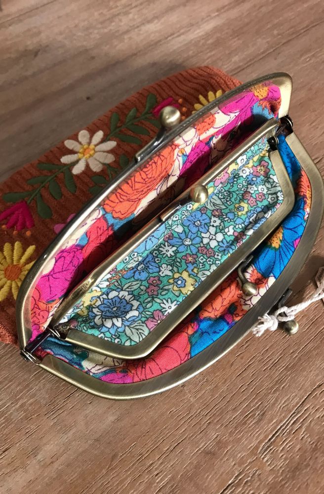 Double Kisslock Coin Purse Rust, Inner coin purse