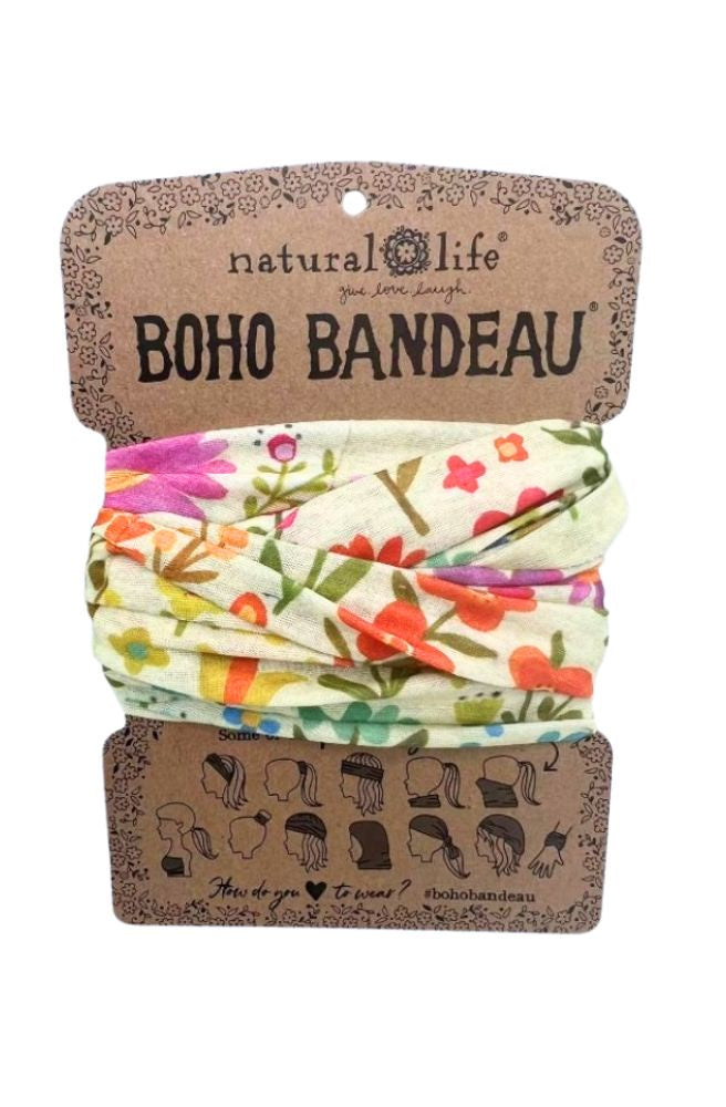 Boho Bandeau Rainbow Floral, Stretch Knit Headband