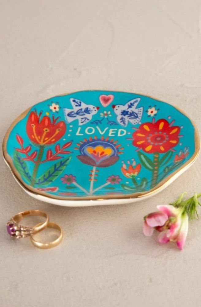 Artsy Trinket Dish Loved, Quirky Folk Art Homewares Gift Idea