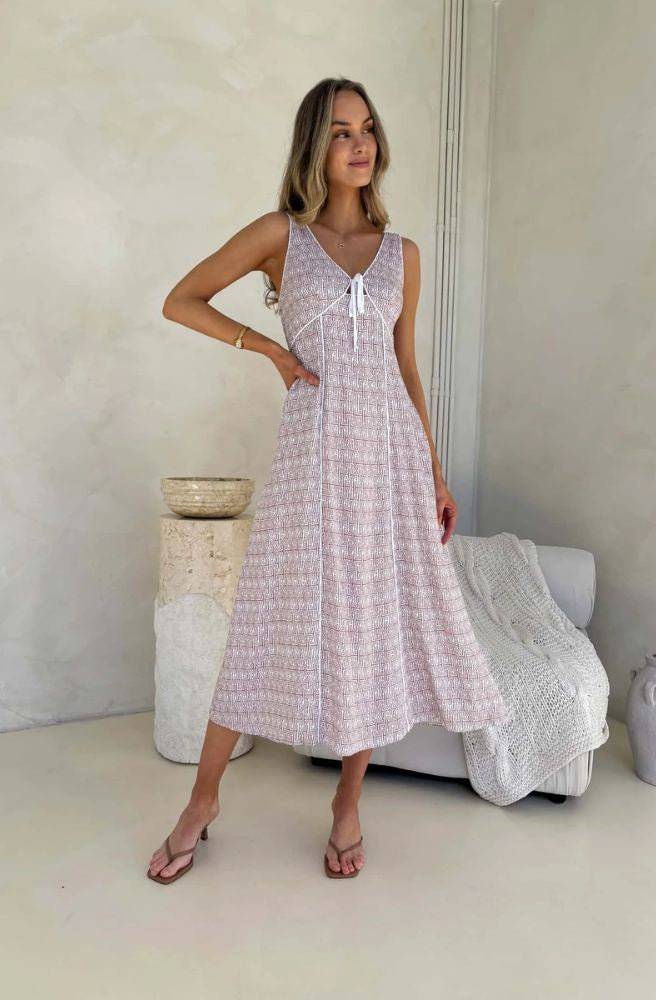 Atlas Margot Dress, Boho Resort Style Women’s Midi