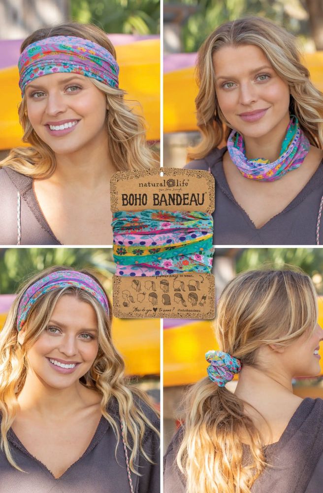 Boho Bandeau Blue/ Pink Borders