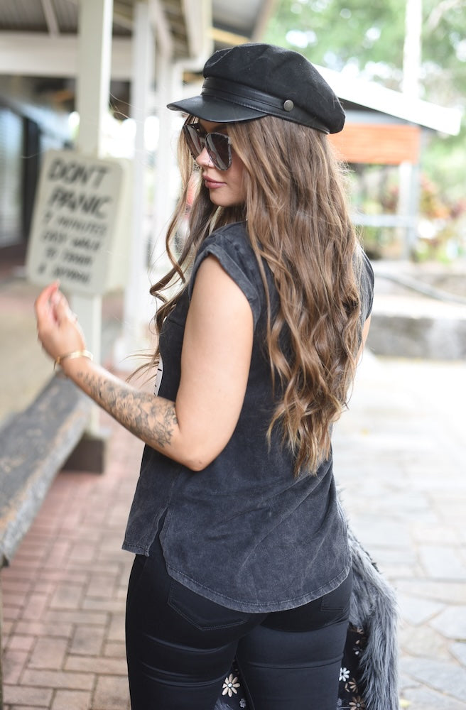 Black Stone Wash Tee, Rear View