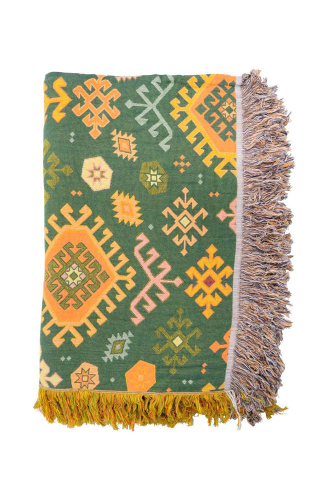 Blanket Throw Bohemia, 100% Cotton Blanket with Vintage-Inspired Pattern