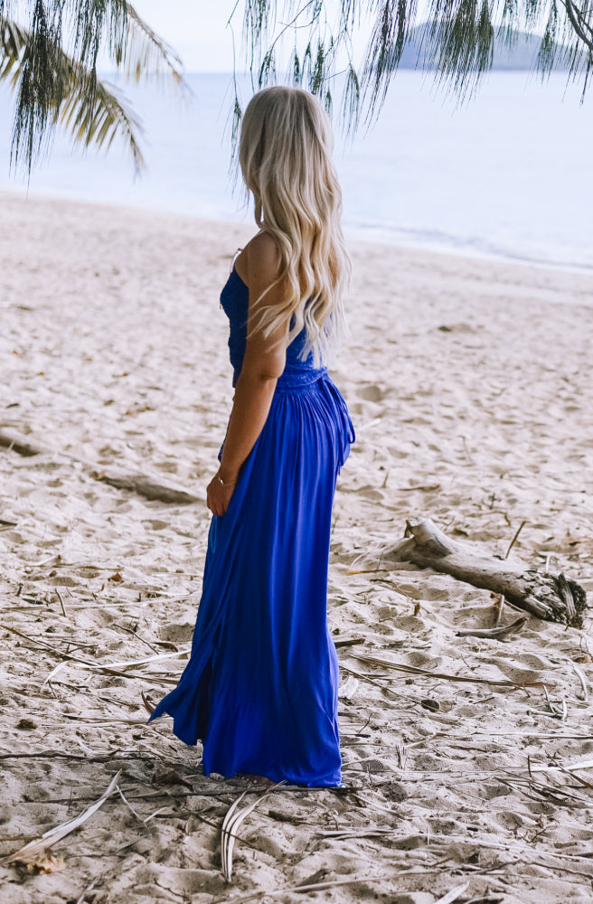 Blue Agave Drifter Long Pants, Side View with Side Slits and Pockets