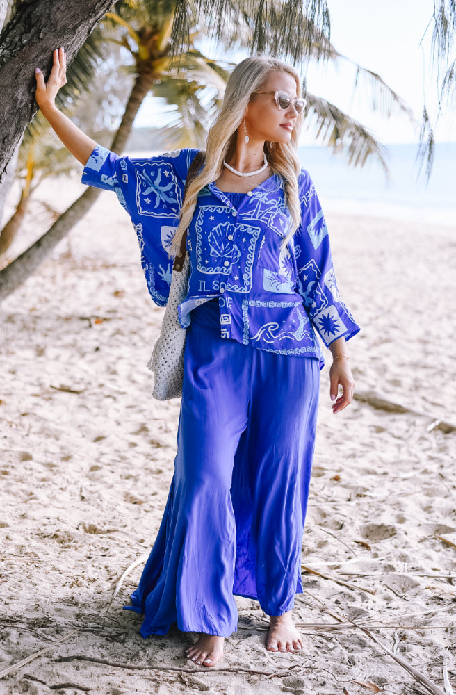 Blue Stella Nomad Shirt, Front View Oversized Relaxed Fit