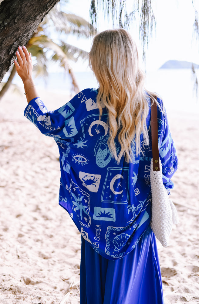 Blue Stella Nomad Shirt, Oversized Fit Button Through