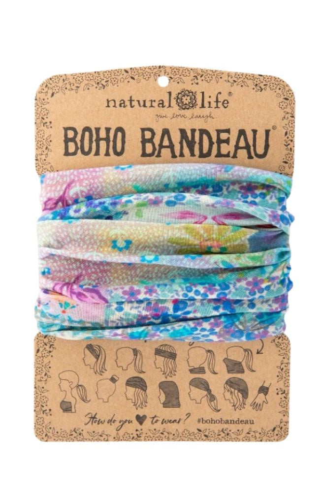 Boho Bandeau Blue Watercolour Patchwork, Boho Style Multi-Wear Design