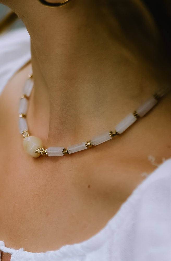 Celestia G Stone Necklace, Unique Bohemian Style, Handmade Necklace