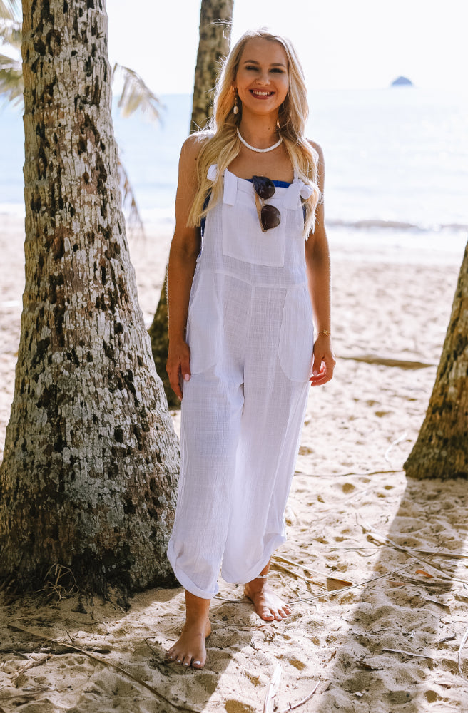 Chalk Tide Overalls, Adjustable Tie Shoulder Straps