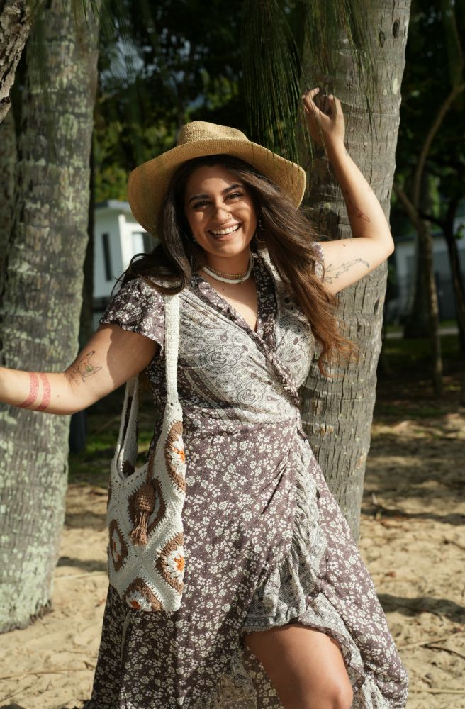 Chocolate Sunday Bettle Wrap  Dress