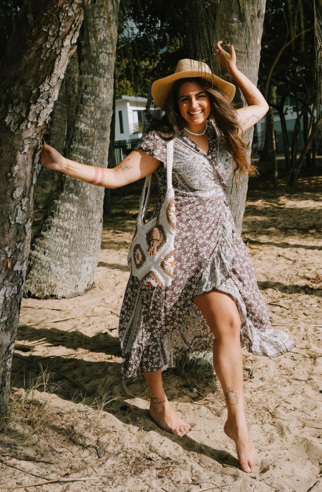 Chocolate Sunday Bettle Wrap  Dress