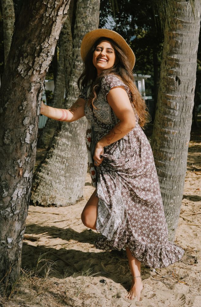 Chocolate Sunday Bettle Wrap  Dress