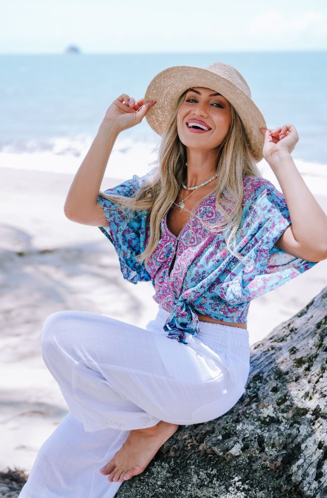 Boho Dreams Shazza Top, Faux Wrap Blouse