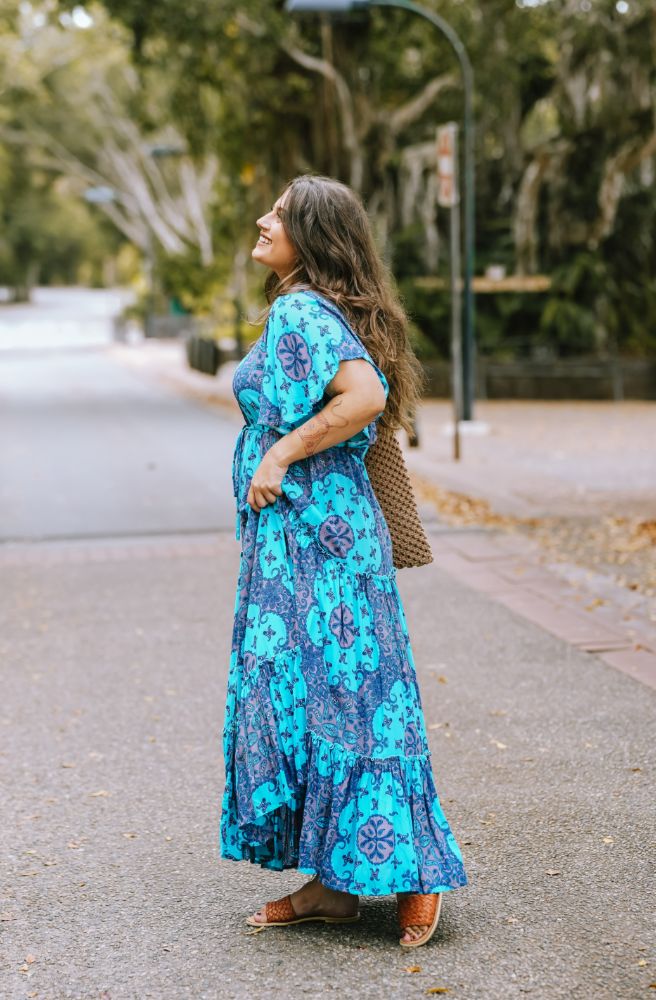 Lulu Nicki Midi Dress, Side View Drawstring Waist