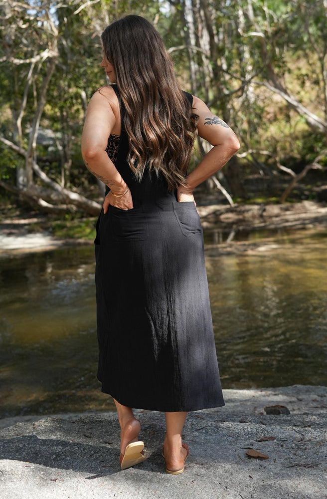 Gypsy Thread 3/4 Length Pinafore Black