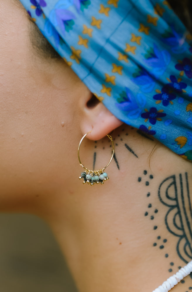 African Peridote Hoops, Gemstone Earrings