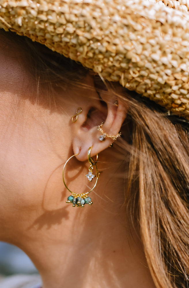 African Peridote Hoops, Boho Style Earrings
