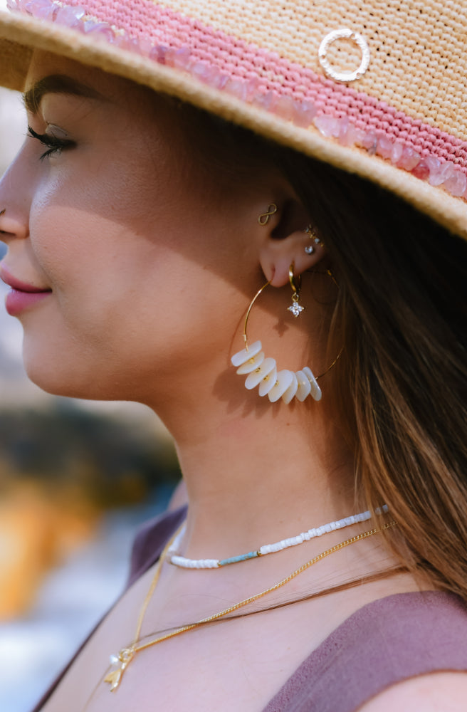 Ocean Breeze Shell Hoops, Boho Style Earrings