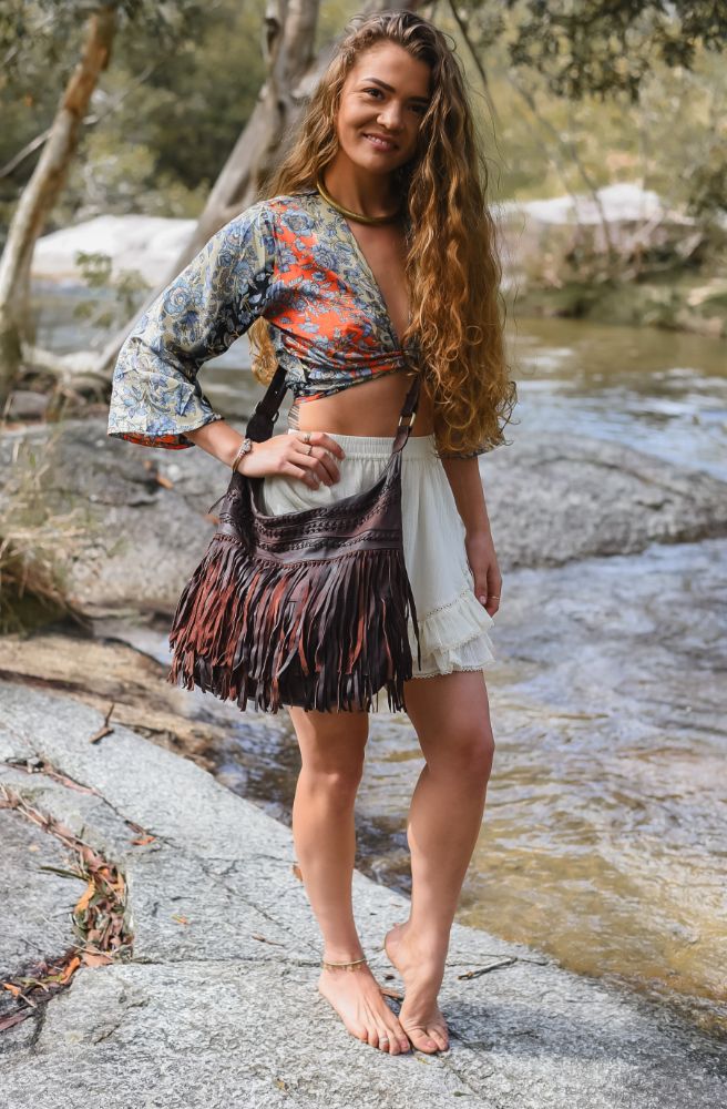 Nayeli Fringe Shoulder Bag, Boho Leather Crossbody Bag Australia