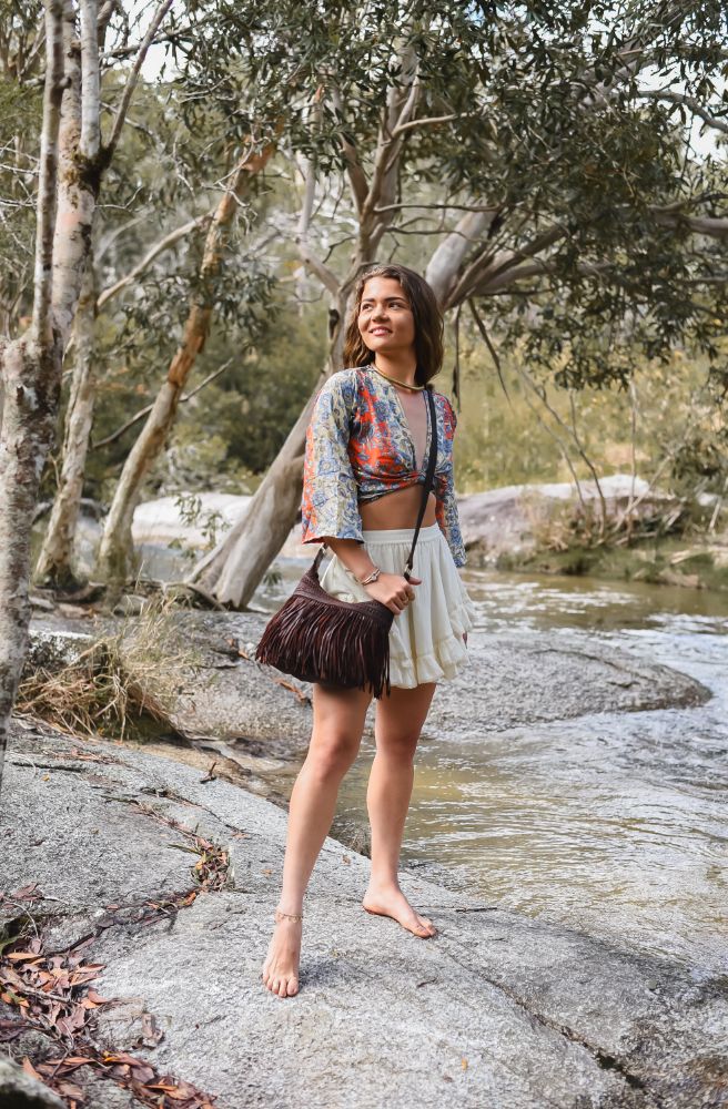 Mini Nayeli Fringe Shoulder Bag, Boho style handbag with fringing