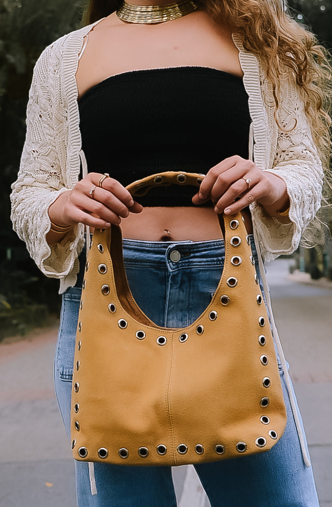 Moon Armour Bag, Boho Style Suede Handbag