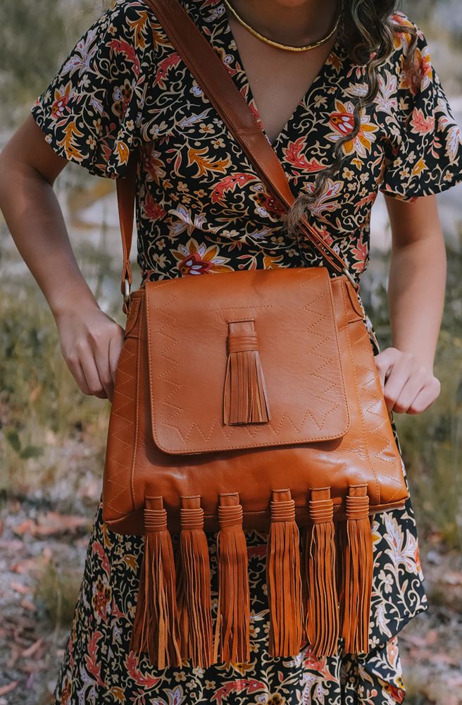 Dusk till Dawn Shoulder Bag, Handmade Leather Shoulder Bag with Tassel Detail
