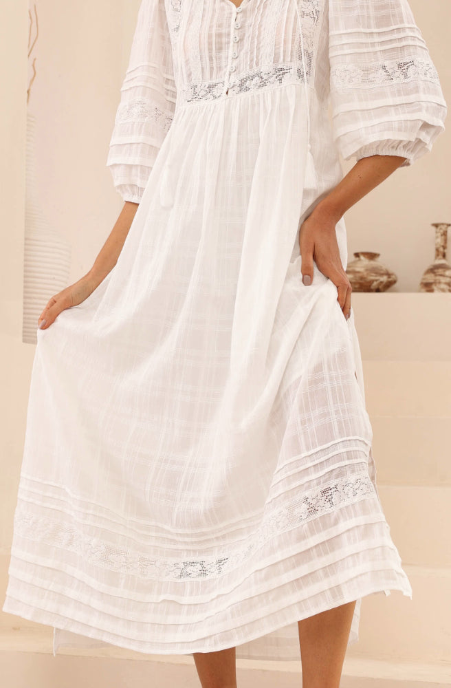 Isla Grace Lace Maxi Dress, Lining through skirt, Lace detailing through hem