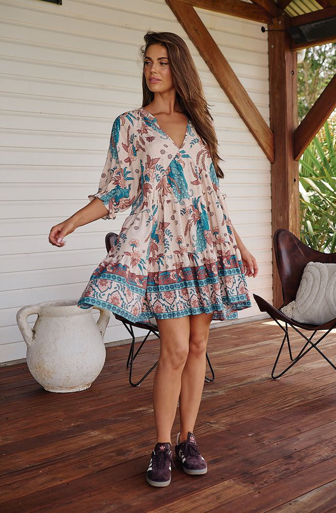 Jaase Symphony Petal Mini Dress Boho Floral Puff Sleeve Dress | Tonketti Trading Jaase Symphony Petal Mini Dress Boho Floral Puff Sleeve Dress | Tonketti Trading