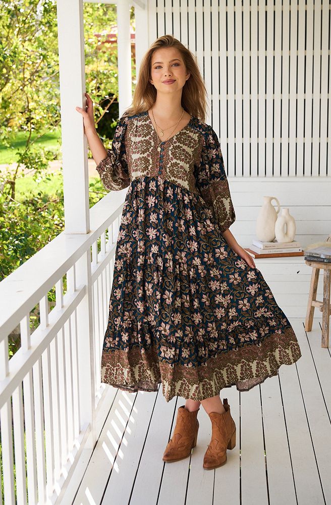 Jaase Nomade Eve Midi Dress, Boho Resort Style