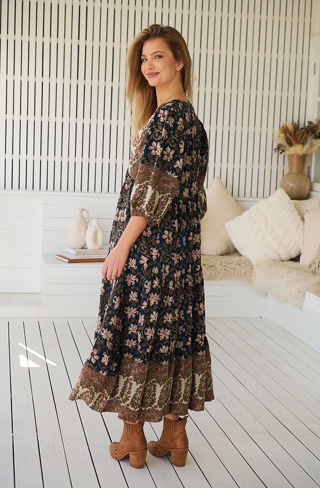 Jaase Nomade Eve Midi Dress, Boho Resort, Side View
