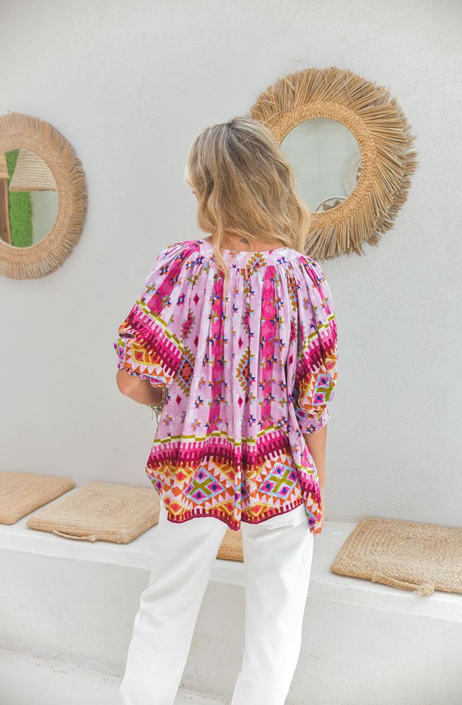 Jaase Lost Tribe Hope Blouse, Rear View with All-Over Floral Print