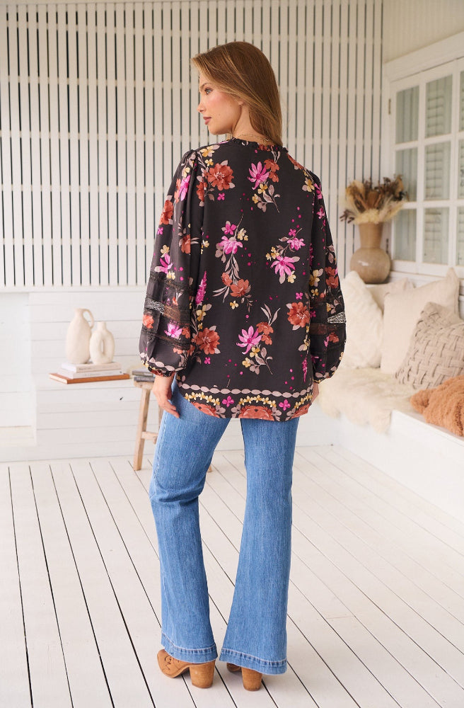 Jaase Monarch Bloom Print Eliza Blouse, Rear View