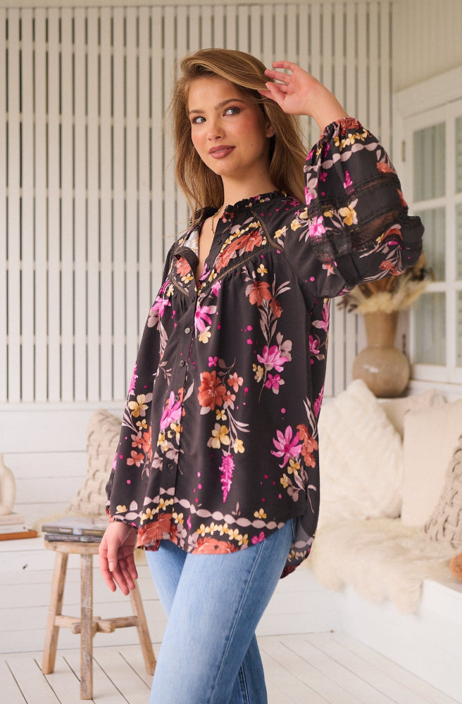 Jaase Monarch Bloom Print Eliza Blouse