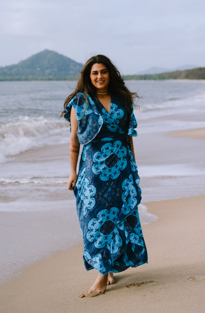 Lulu Print Combi Wrap Maxi Dress