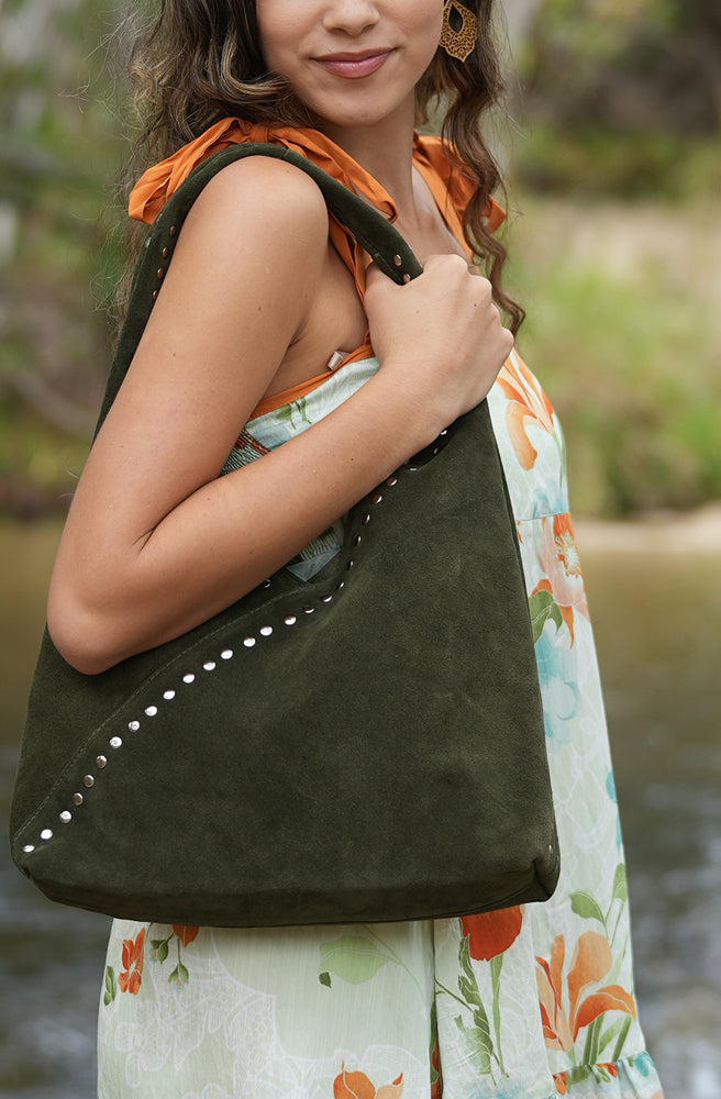 Marrakesh Stud Bag, Everyday Women’s Leather Crossbody with Flap Closure