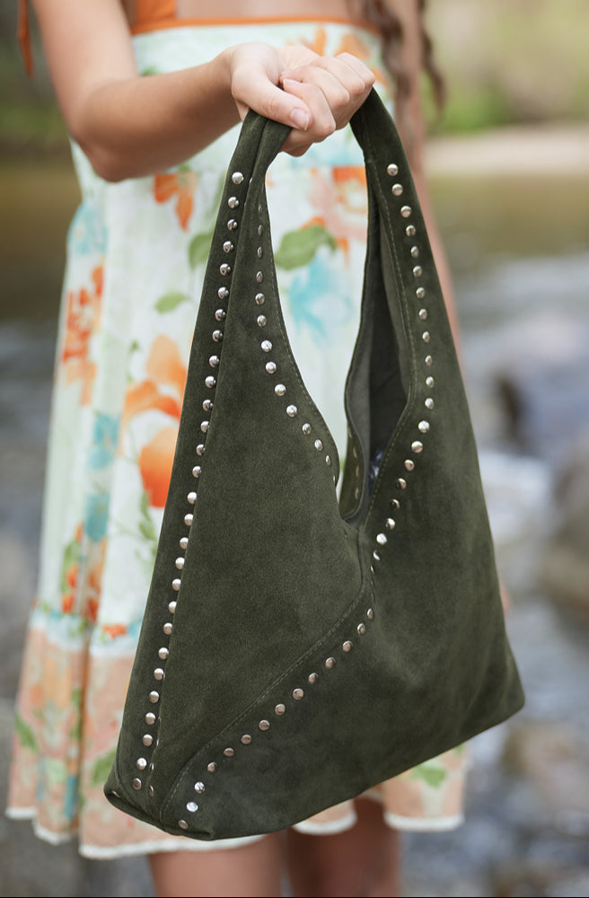 Marrakesh Stud Bag, Handmade Leather Shoulder Bag with Stud Detail