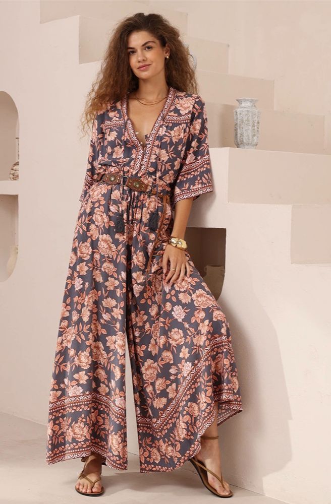 Navy Print Maxi Pants
