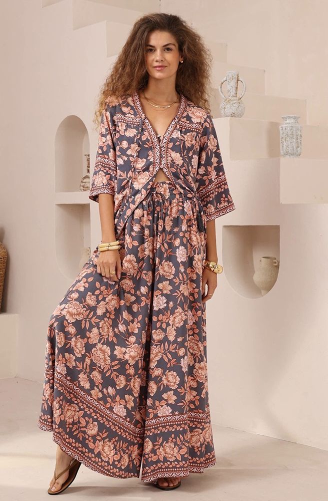 Navy Print Maxi Pants