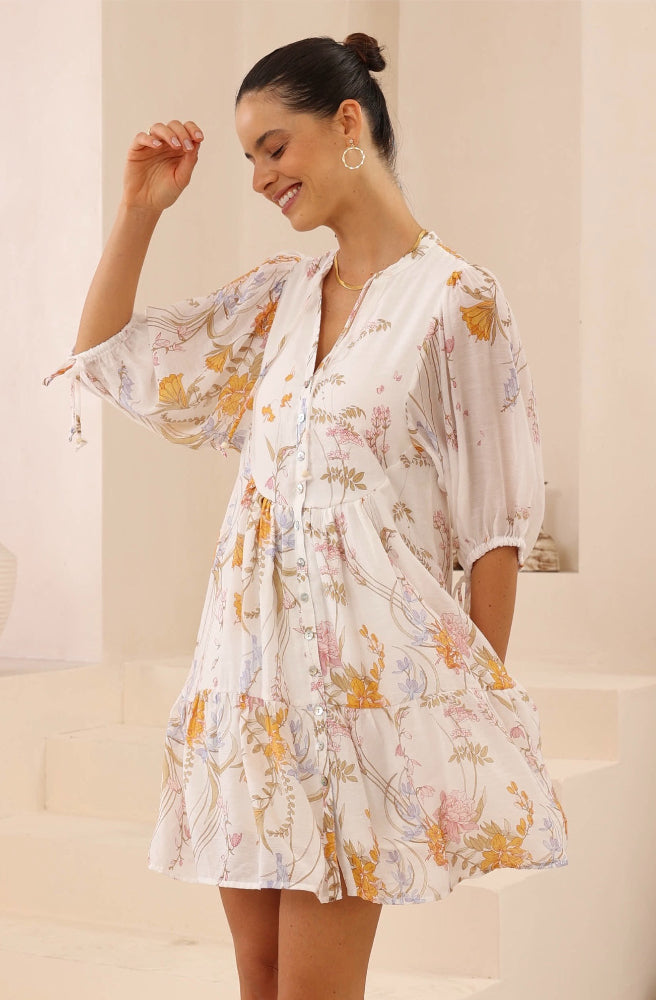 Poet Baby Doll Dress, Ruffle Hem Side view