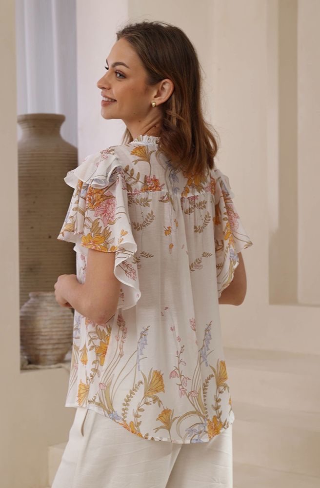 Poet Butterfly Top, Relaxed Fit Floral Print Blouse Rear View