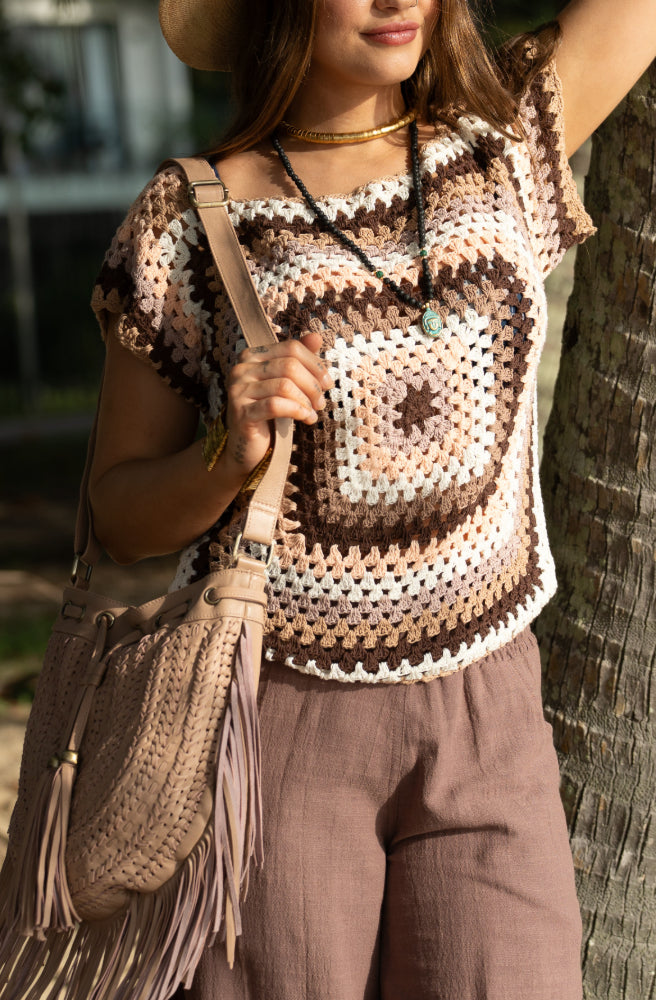 Retro Crochet Top, Concentric Square Pattern