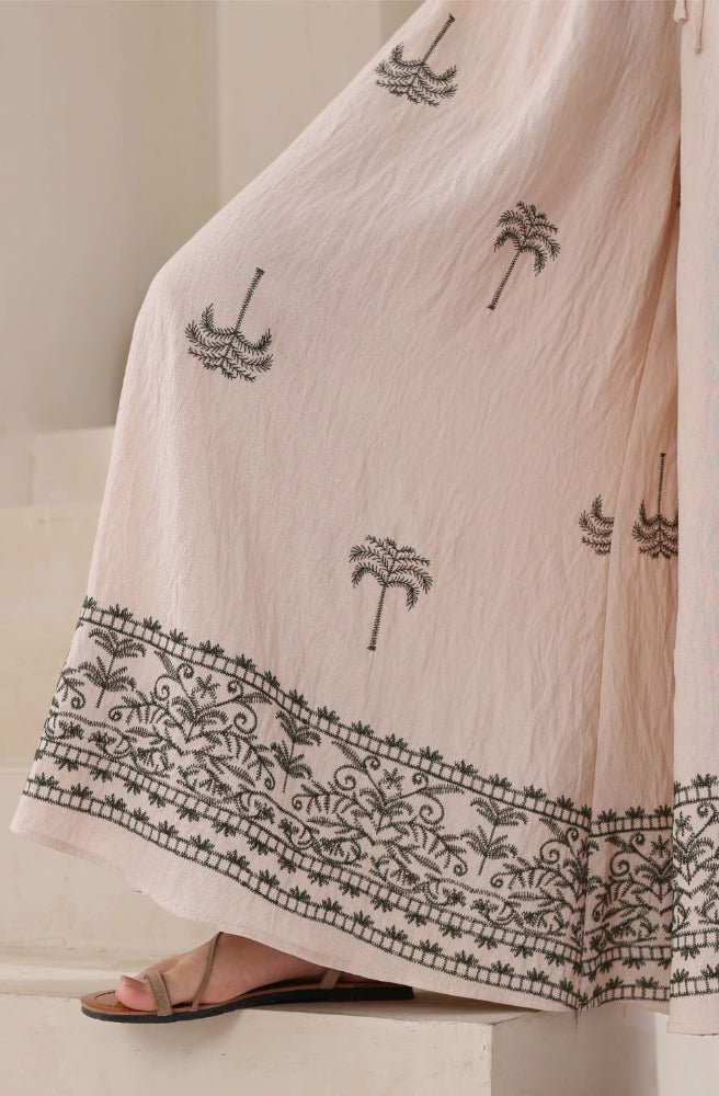 Sahara Palms Maxi Pants, Wie Leg , Border Print Placement, Close Up View