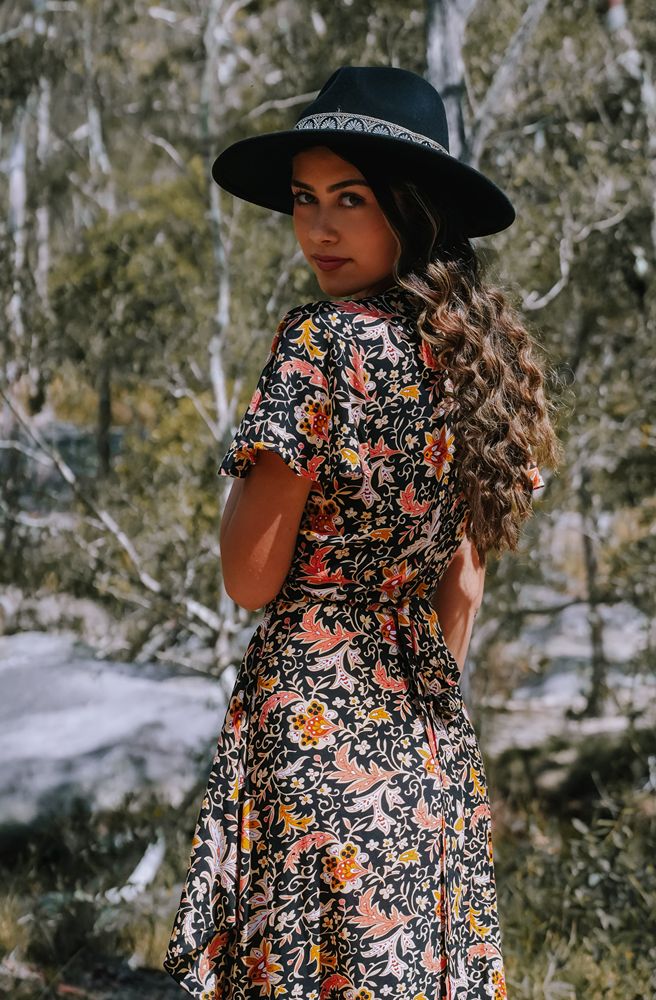 Seraphina Nymph Wrap Dress, Boho Side View